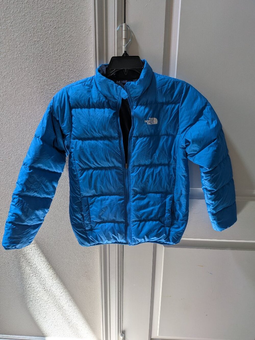 The North Face Boys Blue Down Puffer Jacket Pockets L (14/16) Reversible